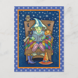 WITCH TELLING SPOOKY BEDTIME STORIES, HALLOWEEN POSTCARD