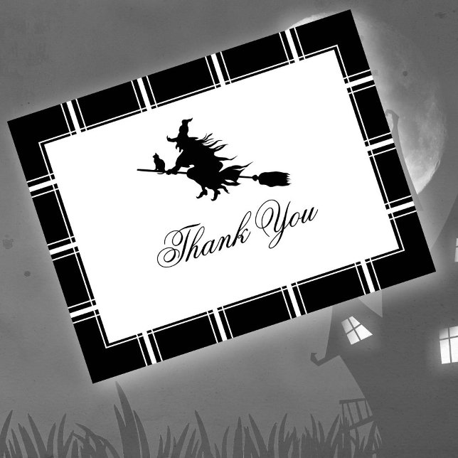 Witch Thank You Halloween Black Postcard (Creator Uploaded)