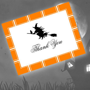 Witch Thank You Halloween Orange Postcard