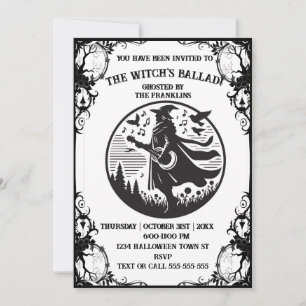 Witch-themed Halloween party invitation for Adults