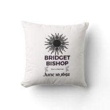 Witch Throw Pillow Remembering Bridget Bishop