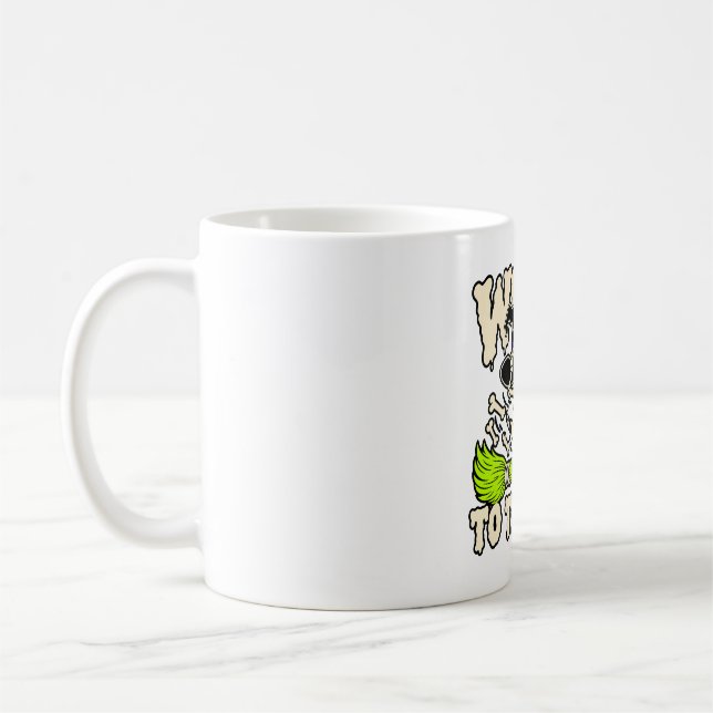 Witch to the Bone Funny Skeleton Witch Coffee Mug (Left)