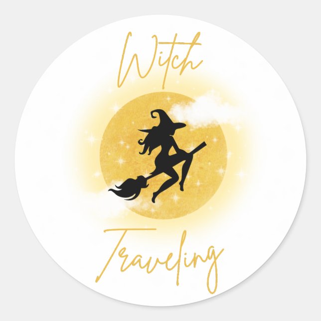 Witch Travelling  Classic Round Sticker (Front)