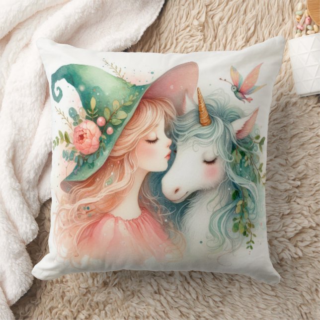 Witch Unicorn Magic Fantasy Art Boho Home Decor Cushion (Blanket)