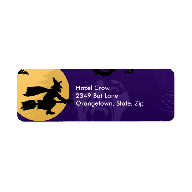 Witch, Vampire and Haunted House Address Labels (Front)