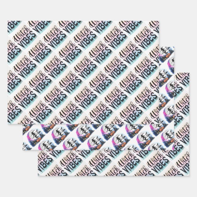 Witch Vibes Mixed Halloween  Wrapping Paper Sheet (Set)