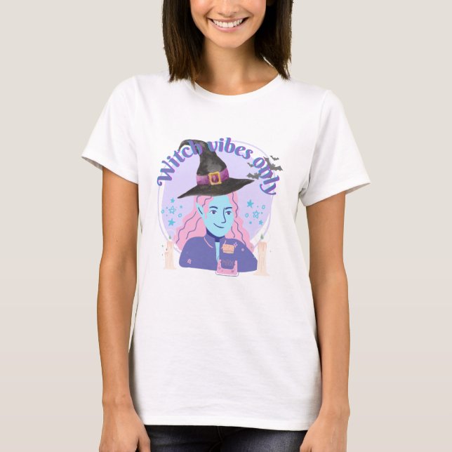 Witch Vibes Only Aesthetic Halloween T-Shirt (Front)