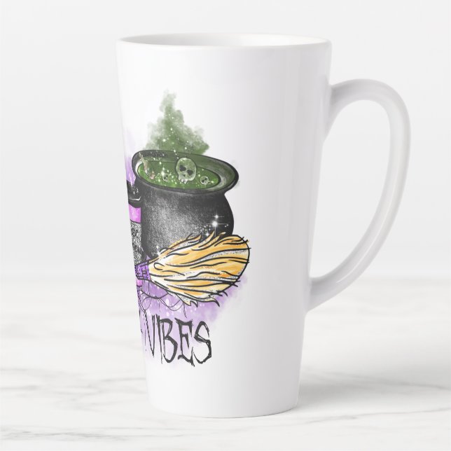Witch Vibes - Spooky Halloween Coffee Latte Mug (Right)