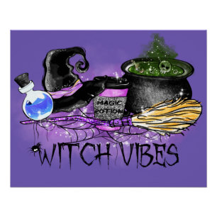 Witch Vibes - Spooky Halloween Coffee Poster