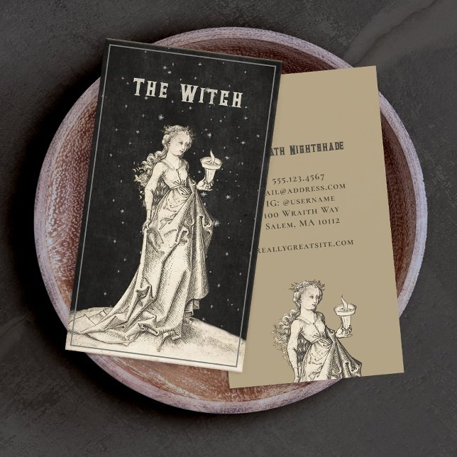 Witch Vintage Etching Business Card (Creator Uploaded)