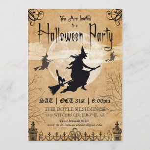 Witch Vintage Halloween Party Invitation