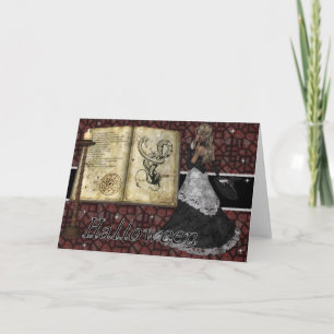 Witch w/Book of Spells Halloween Greeting Card