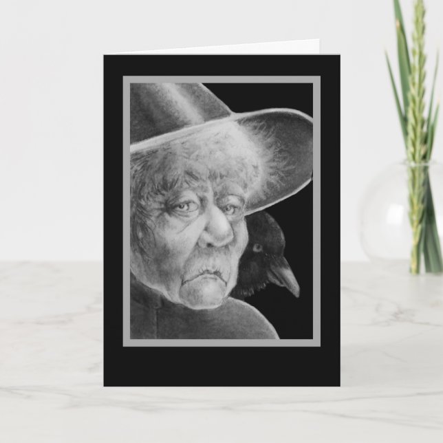 Witch w/ Crow Halloween Card (Front)
