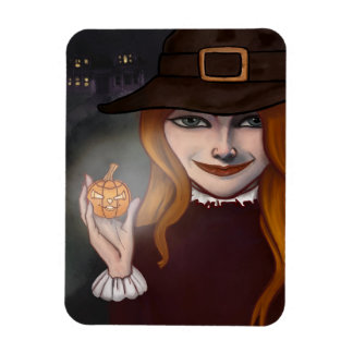 Witch w/Jack O'Lantern Magnet 