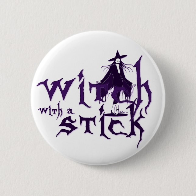 Witch w/ Stick Button (Front)