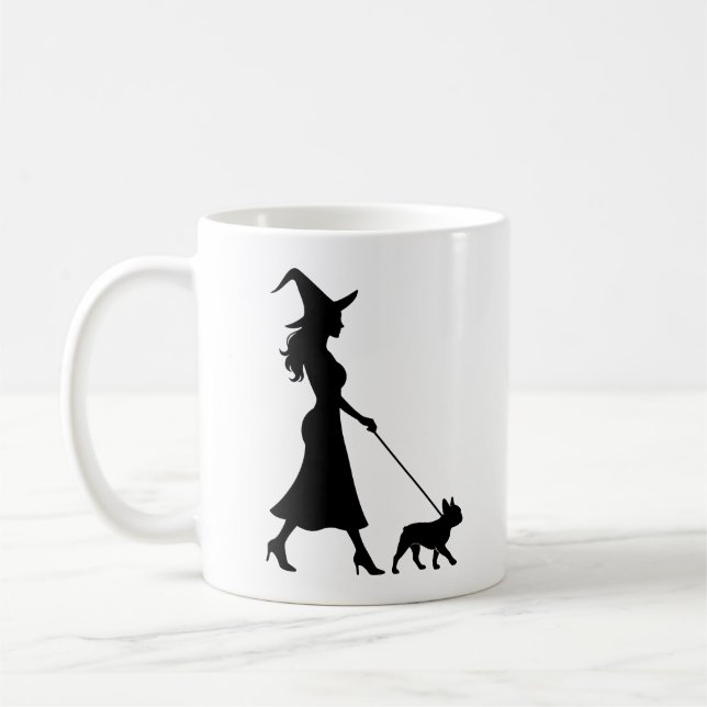 Witch Walking Frenchie Coffee Mug (Left)