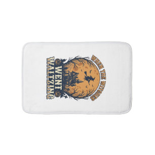 Witch Waltzing Halloween Vintage Engraving Design_ Bath Mat