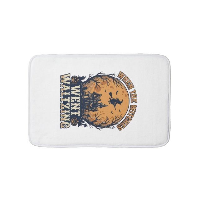 Witch Waltzing Halloween Vintage Engraving Design_ Bath Mat (Front)