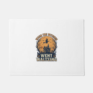 Witch Waltzing Halloween Vintage Engraving Design_ Doormat