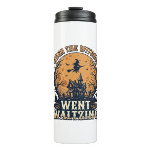 Witch Waltzing Halloween Vintage Engraving Design_ Thermal Tumbler