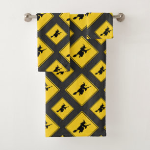 Witch Warning Halloween Bath Towel Set