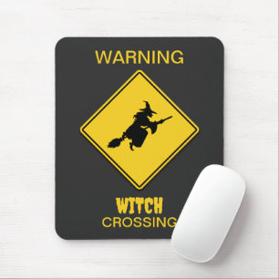 Witch Warning Halloween Mouse Mat