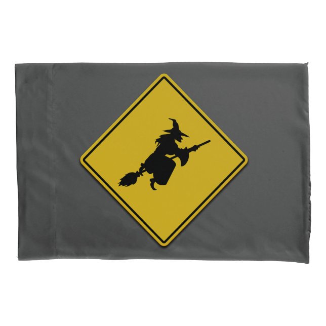 Witch Warning Halloween Pillowcase (Front)
