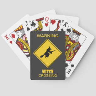 Witch Warning Halloween Playing Cards