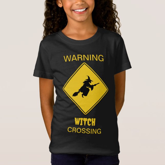 Witch Warning Halloween T-Shirt (Front)