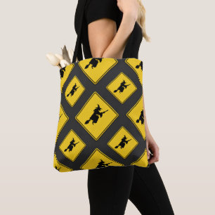 Witch Warning Halloween Tote Bag