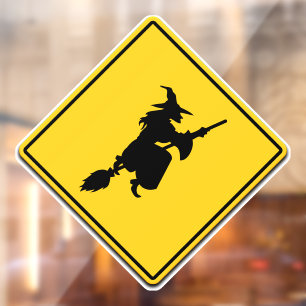 Witch Warning Halloween Window Cling
