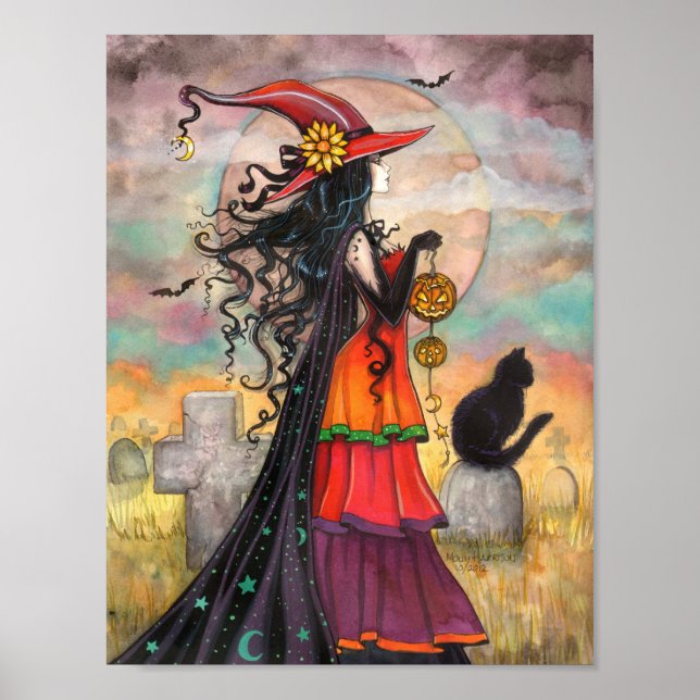 Witch Way Halloween Fantasy Gothic Art Poster (Front)
