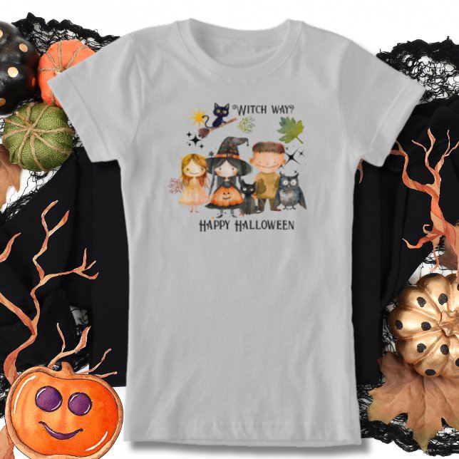  Witch Way Happy Halloween  T-Shirt (Witch Way Happy Halloween T-Shirt)