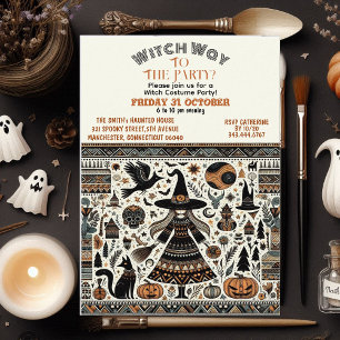 Witch Way Nordic Bohemian Halloween Costume Party  Invitation