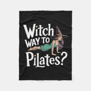 Witch Way To Lates Funny Halloween Lates Yoga Refo Fleece Blanket