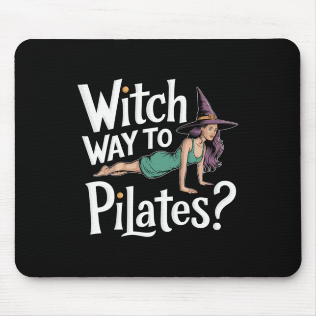 Witch Way To Lates Funny Halloween Lates Yoga Refo Mouse Mat (Front)