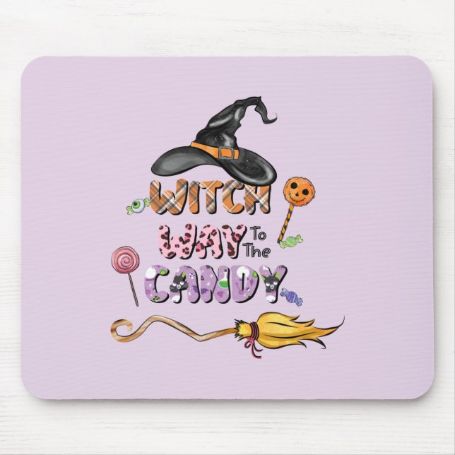 Witch Way to the Candy – Fun Halloween Mouse Mat (Front)