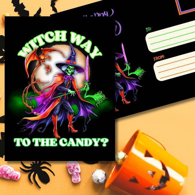 Witch Way to the Candy Halloween Holiday Postcard (Creator Uploaded)