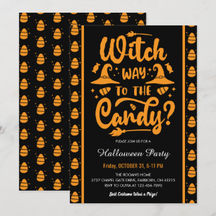 Witch Way To The Candy Halloween Party Invitation