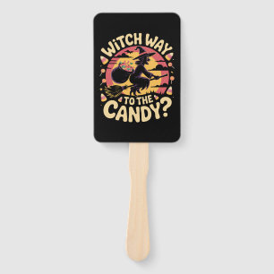 Witch Way to the Candy Halloween T-shirt Hand Fan