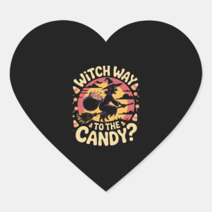 Witch Way to the Candy Halloween T-shirt Heart Sticker