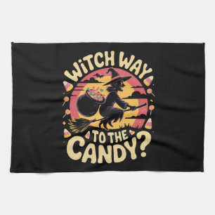 Witch Way to the Candy Halloween T-shirt Tea Towel