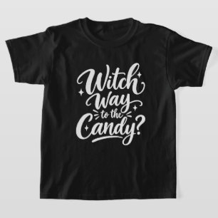 Witch Way to the Candy   Kids Halloween Party T-Shirt
