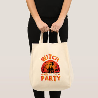 Witch Way to the Party Halloween Tote Bag