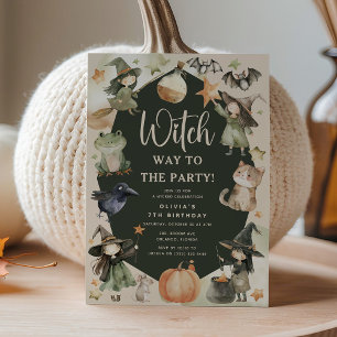 Witch Way to the Party' Kids Halloween Birthday Invitation