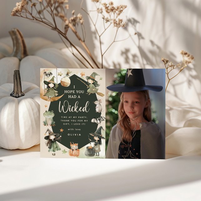 Witch Way to the Party' Kids Halloween Birthday Thank You Card (Creator Uploaded)