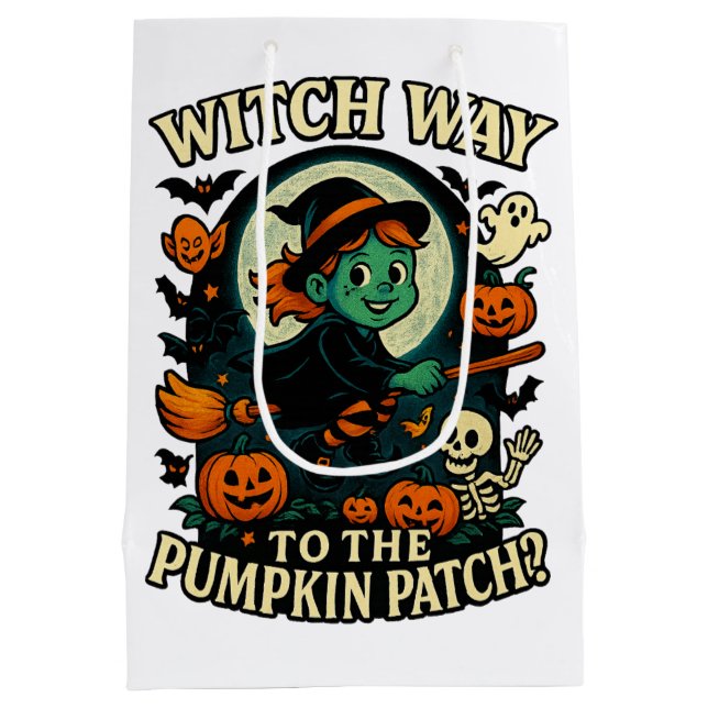 Witch Way to the Pumpkin Patch? Halloween Medium Gift Bag (Back)