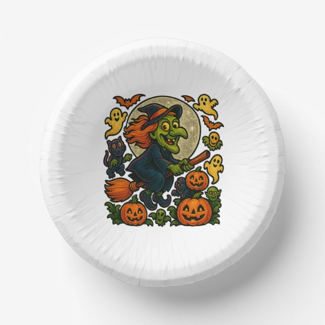 Witch Way to the Pumpkin Patch? Halloween Paper Plate (Front)