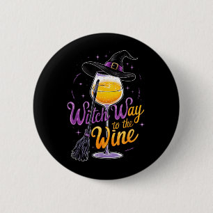 Witch Way to The Wine Funny Halloween Costume 6 Cm Round Badge