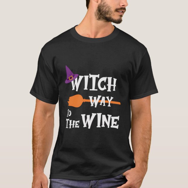 Witch Way To The Wine Funny Halloween Drinking Top (Front)